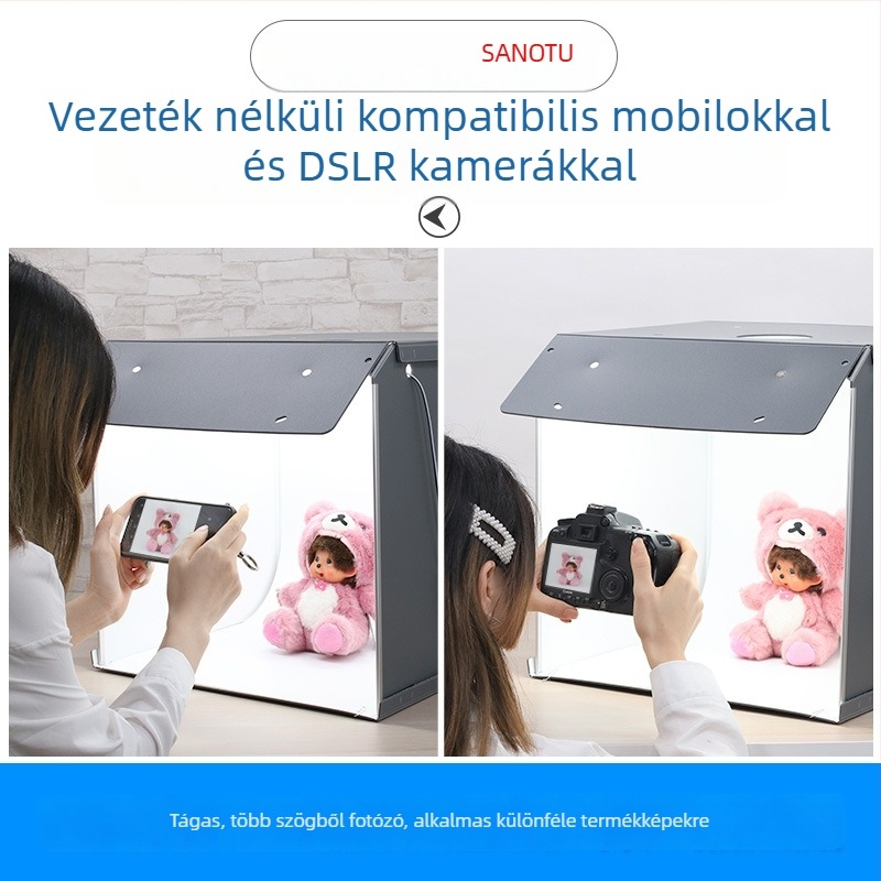 Termékfotózáshoz készlet: softbox és LED világítású fénybox