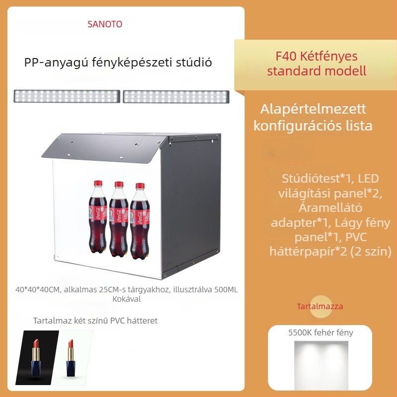Termékfotózáshoz készlet: softbox és LED világítású fénybox