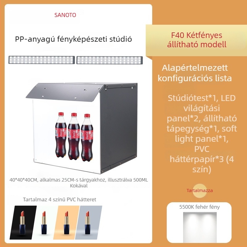 Termékfotózáshoz készlet: softbox és LED világítású fénybox