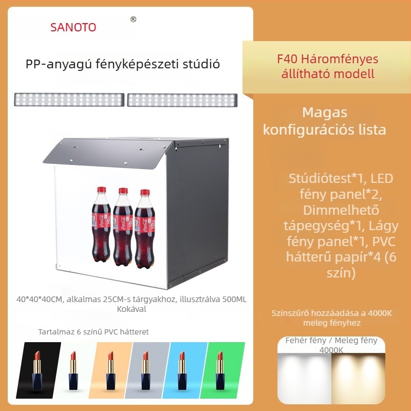Termékfotózáshoz készlet: softbox és LED világítású fénybox