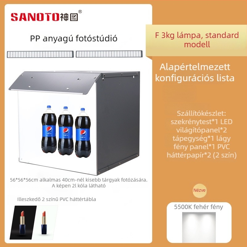 Termékfotózáshoz készlet: softbox és LED világítású fénybox