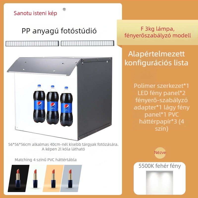 Termékfotózáshoz készlet: softbox és LED világítású fénybox