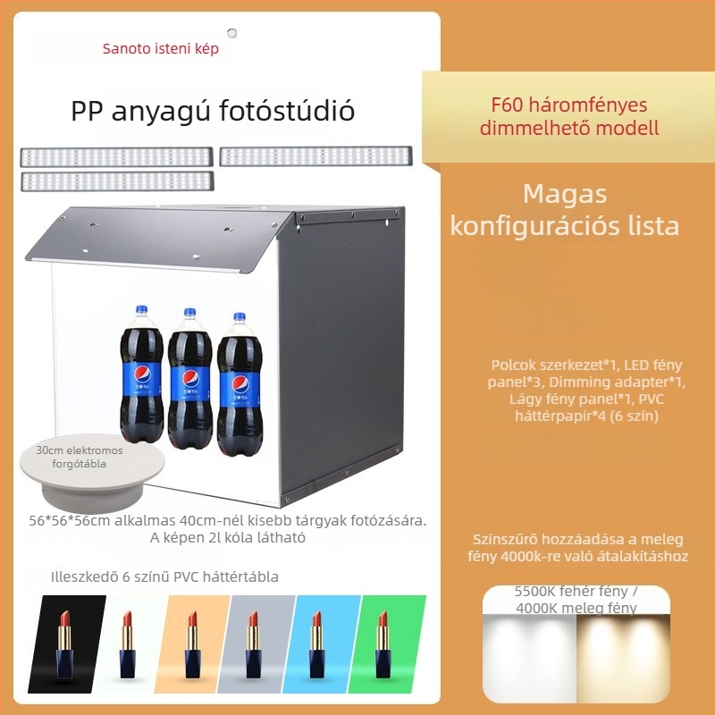 Termékfotózáshoz készlet: softbox és LED világítású fénybox