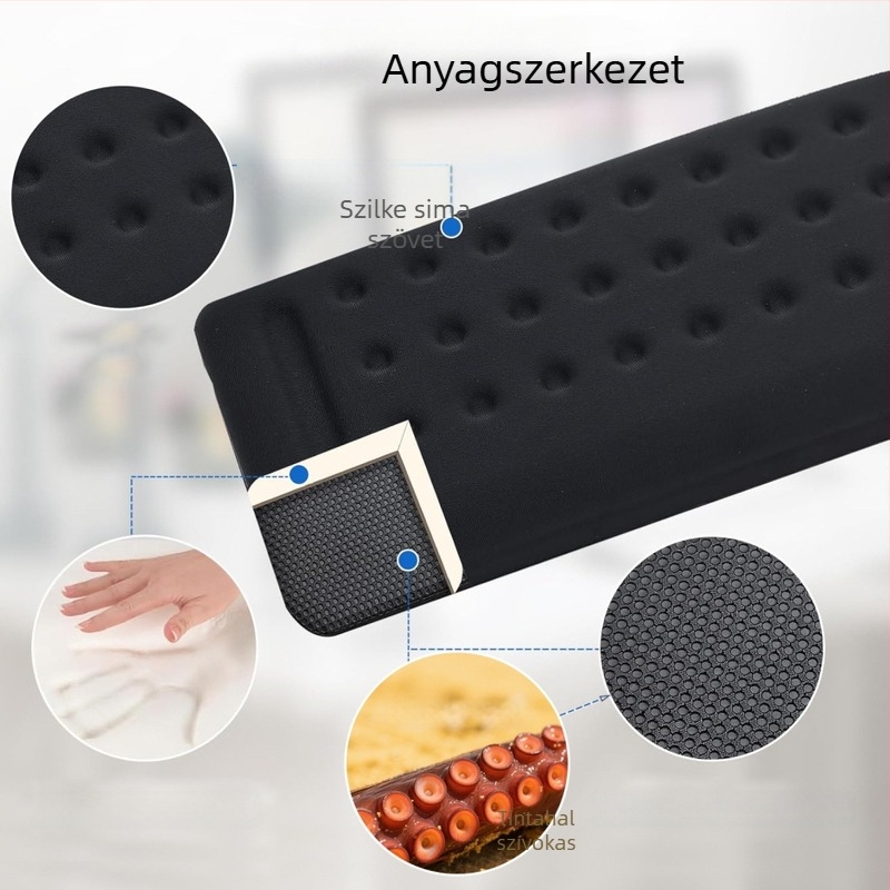 L-alakú íróasztal szélén található billentyűzet-tálca – 2-darabos készlet alkar- és könyök-támogatással, csuklótámasz, csúszásmentes felület, irodai használat, OEM testreszabás