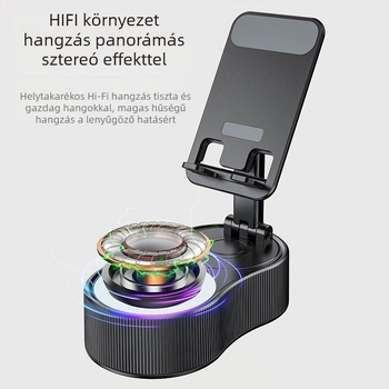Összecsukható asztali telefon-tartó vezeték nélküli hangszóróval, környezeti világítással és QC4.0 gyors töltéssel, 15W, 3A