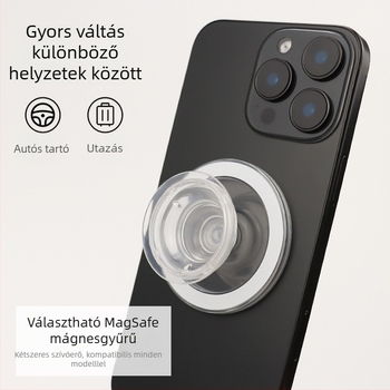 Asztali telefonállvány összecsukható teleszkópos kar, mágneses kör alakú tartó — ABS, TPU, magnet
