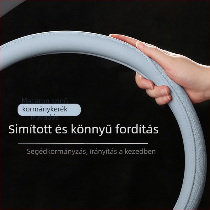 Autó kormánykerék borítása, perforált Nappa bőr, csúszásmentes és légáteresztő, minden évszakban, univerzális illesztés