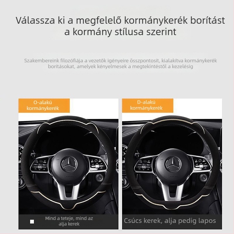 Autó kormánykerék borítás, velúr felület, minden évszakban használható, kopásálló, univerzális illeszkedés, telepítés autónak