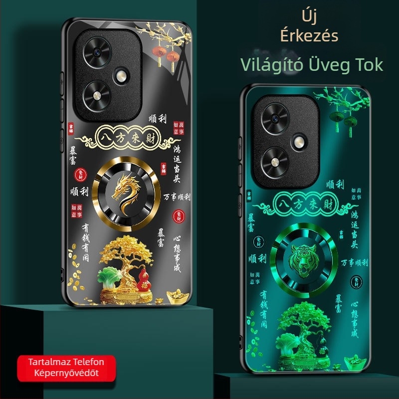 Honor 400 telefonvédő - Világító üvegtok, matt felület, teljes lefedés, ütésálló