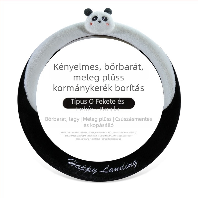 Kormánykerék huzat – bárány plüss, csúszásmentes, meleg, csíkos mintázat; (Anyag: mű plüss; Mintázat: csíkos; Szerelés: általános; Varrás: gépi; Szezon: téli)