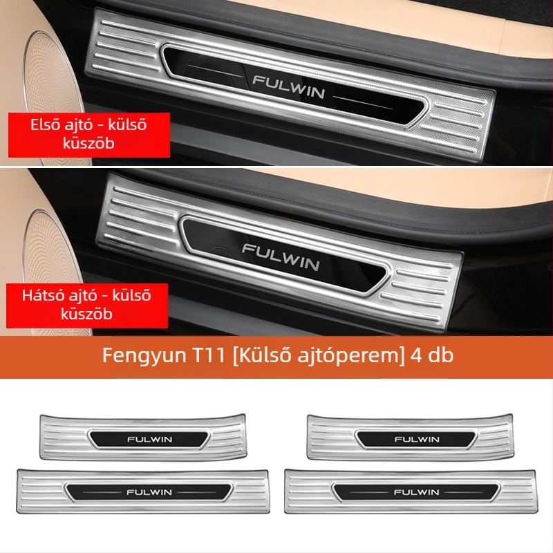 Chery Fengyun T11 ajtó küszöb készlet — Fém konstrukció, Tartalmaz üdvözlő pedált és hátsó védőt, Testreszabás nélkül