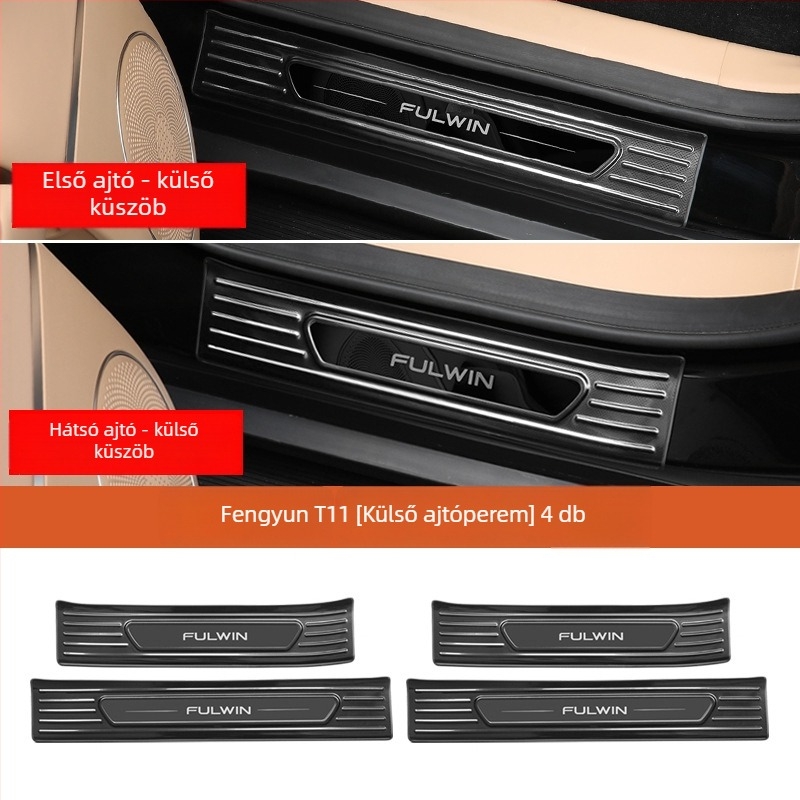 Chery Fengyun T11 ajtó küszöb készlet — Fém konstrukció, Tartalmaz üdvözlő pedált és hátsó védőt, Testreszabás nélkül