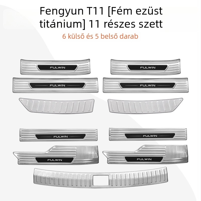 Chery Fengyun T11 ajtó küszöb készlet — Fém konstrukció, Tartalmaz üdvözlő pedált és hátsó védőt, Testreszabás nélkül