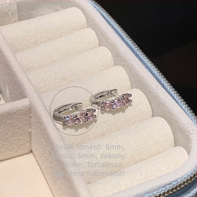 Titánacél fülbevalók cirkóniával, egyenes karika, geometriai dizájn, uniszex