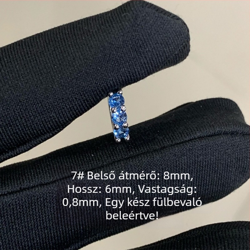 Titánacél fülbevalók cirkóniával, egyenes karika, geometriai dizájn, uniszex