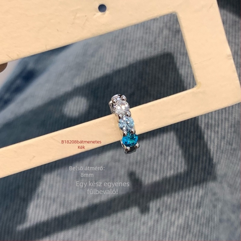 Titánacél fülbevalók cirkóniával, egyenes karika, geometriai dizájn, uniszex