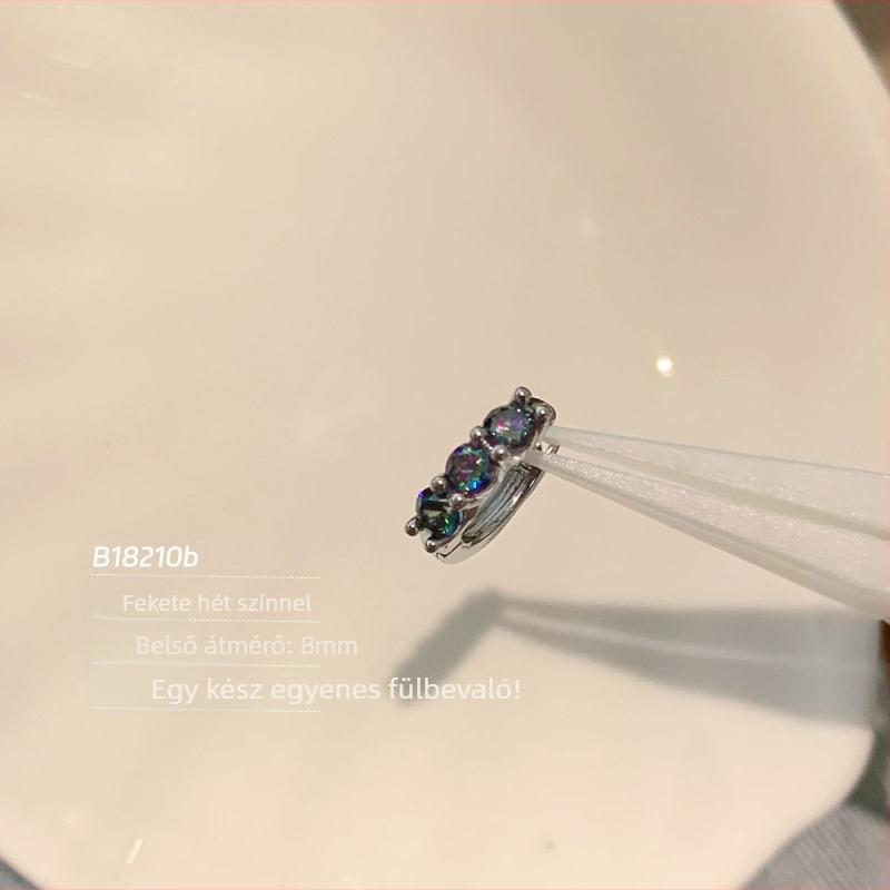 Titánacél fülbevalók cirkóniával, egyenes karika, geometriai dizájn, uniszex