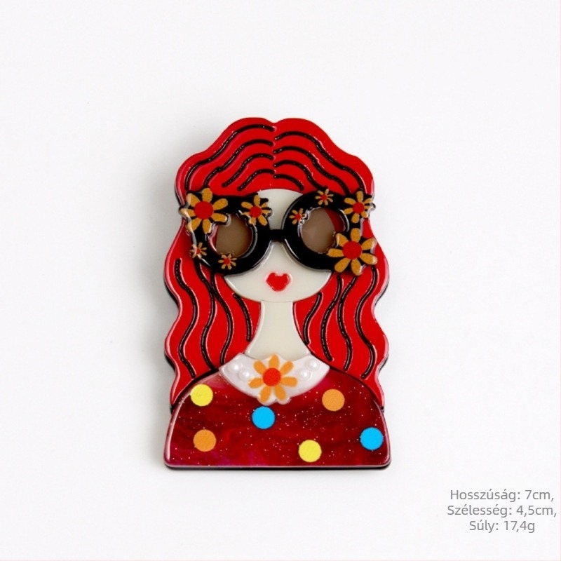 Akrilból készült karikatúrafigurás kitűző – friss és édes niche stílus, környezetbarát feldolgozás, uniszex kiegészítő