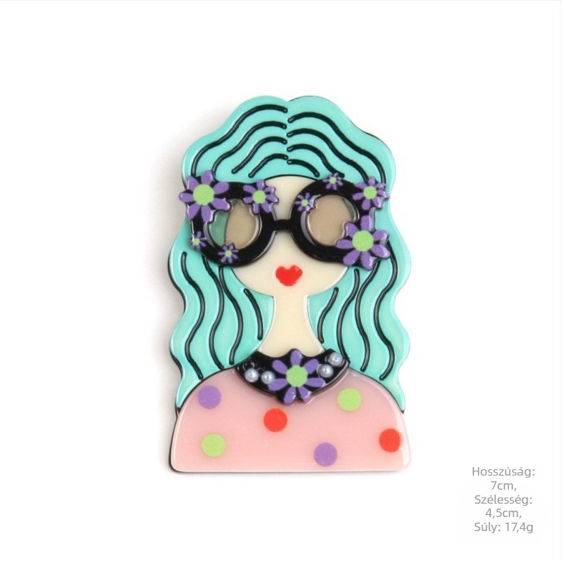 Akrilból készült karikatúrafigurás kitűző – friss és édes niche stílus, környezetbarát feldolgozás, uniszex kiegészítő