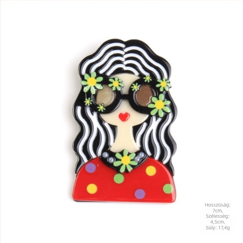Akrilból készült karikatúrafigurás kitűző – friss és édes niche stílus, környezetbarát feldolgozás, uniszex kiegészítő