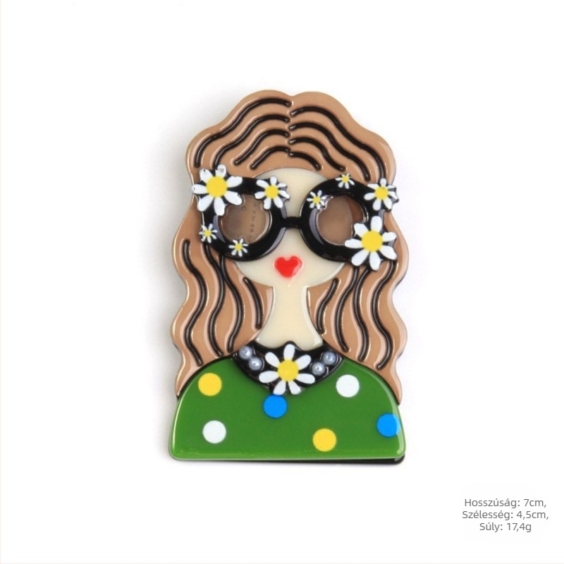 Akrilból készült karikatúrafigurás kitűző – friss és édes niche stílus, környezetbarát feldolgozás, uniszex kiegészítő