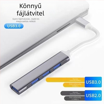 Pinyue USB-C hub, 4-in-1 USB 3.0 dokkolóállomás, 19,4 cm kábel, USB-ről táplált