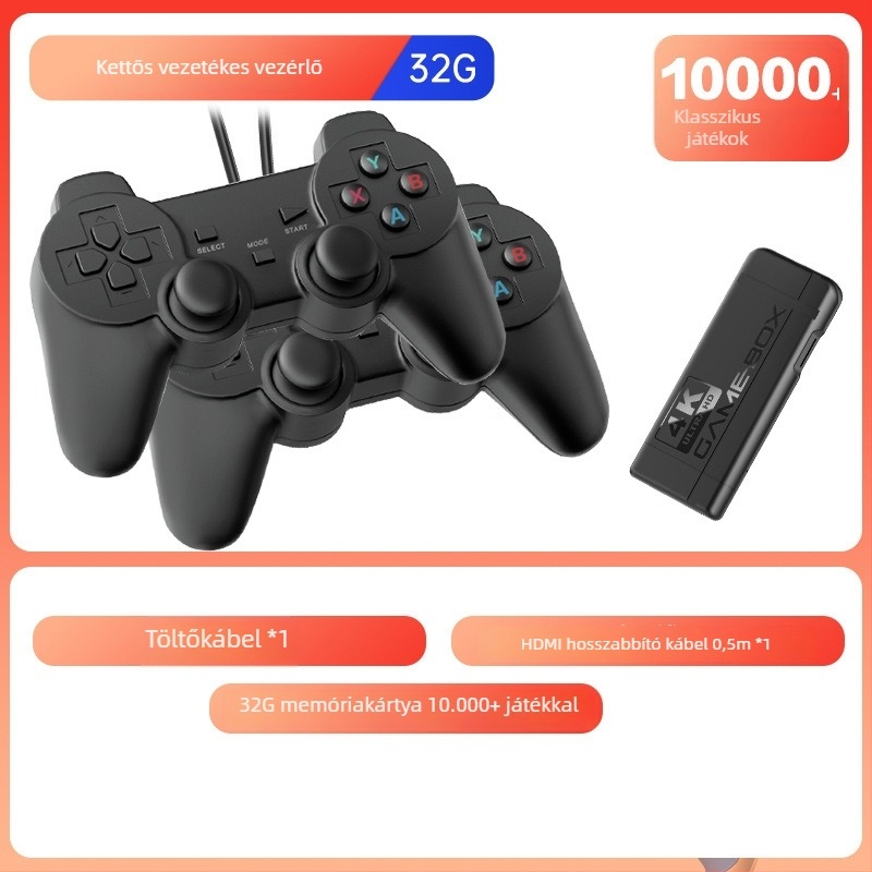 K9 vezeték nélküli arkád játékkonzol 2–4 játékos számára, 32/64 GB, HDMI, szimulátoros operációs rendszer