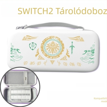 Switch 2 Nintendo Zelda PU bőr tároló tok festett mintával, ütésálló, nagy kapacitású