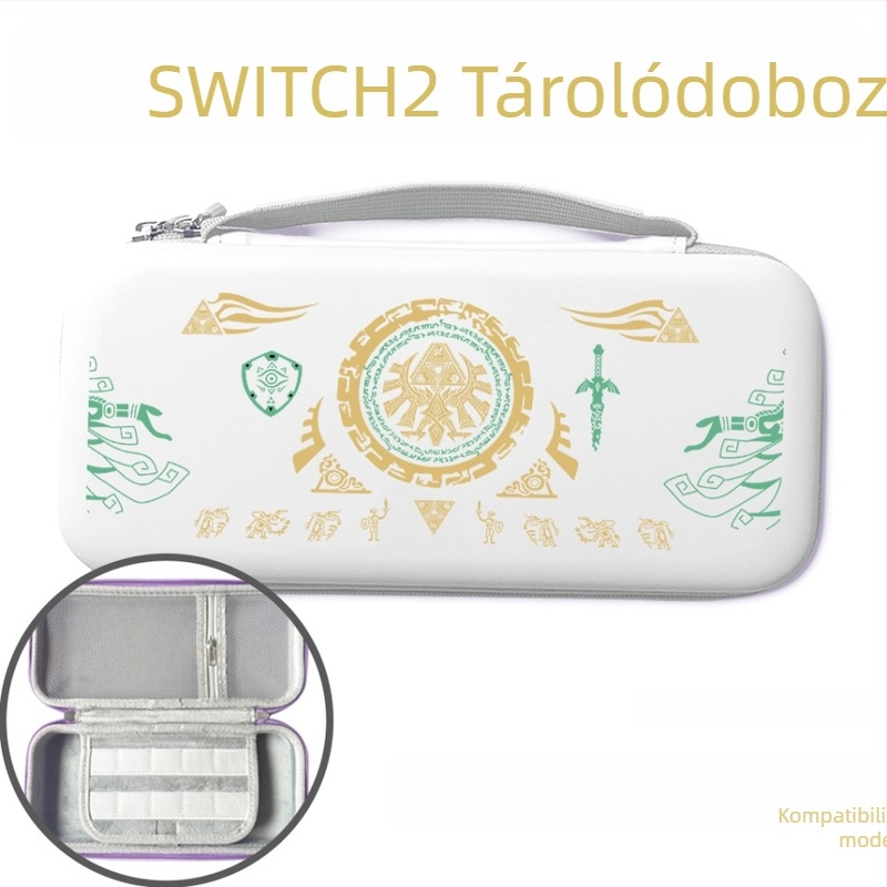 Switch 2 Nintendo Zelda PU bőr tároló tok festett mintával, ütésálló, nagy kapacitású