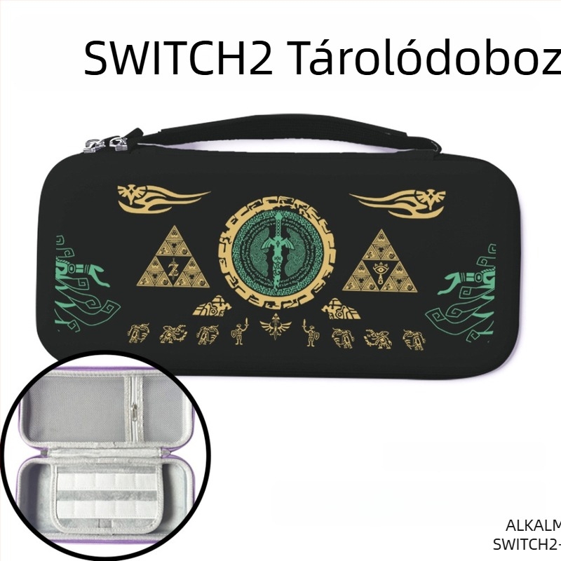 Switch 2 Nintendo Zelda PU bőr tároló tok festett mintával, ütésálló, nagy kapacitású