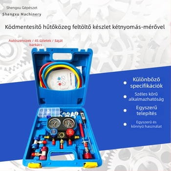 Autóklíma precíz nyomásmérő R134A hűtőközeghez, modell 8001 – tartomány 0-55 MPa, környezeti hőmérséklet -10–40 °C