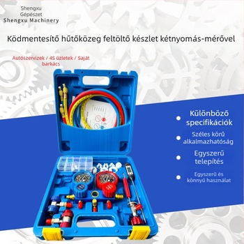 Autóklíma precíz nyomásmérő R134A hűtőközeghez, modell 8001 – tartomány 0-55 MPa, környezeti hőmérséklet -10–40 °C