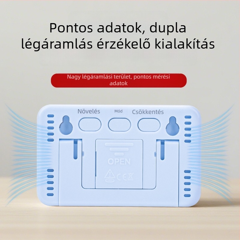 Beltéri használatra tervezett digitális hőmérséklet- és páratartalom-mérő — ultra vékony mini hőmérő mágneses ébresztővel (1,5V gombos elem)