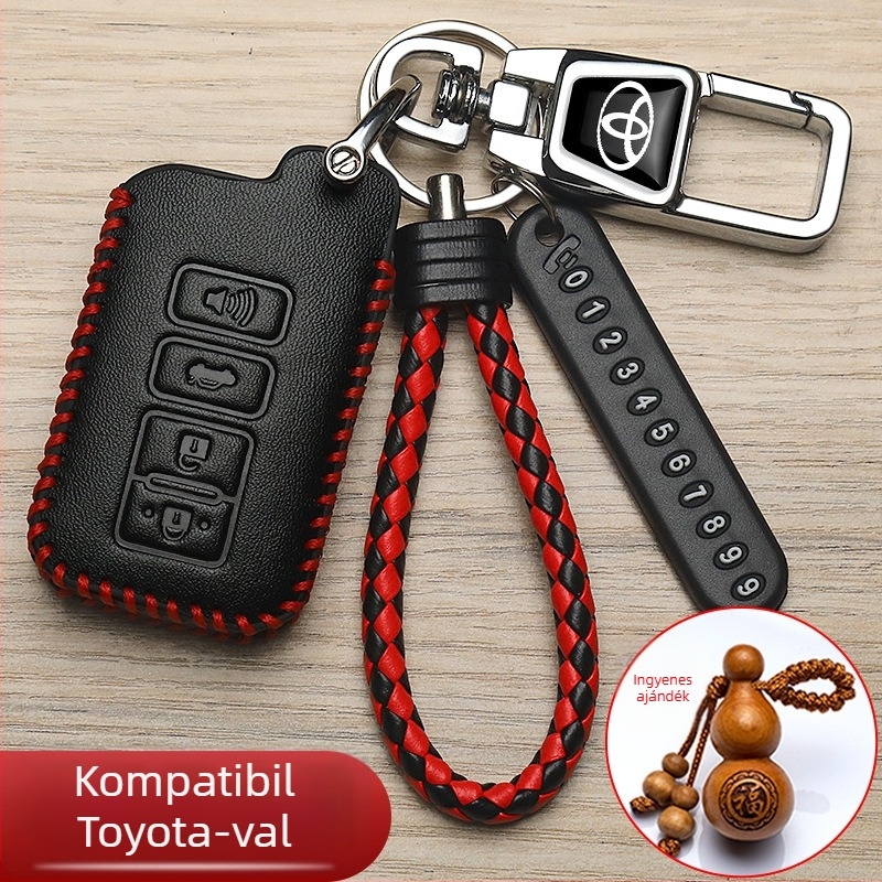 Amuda Toyota kulcstartó tok, marhabőr, egyszerű stílus, testre szabható