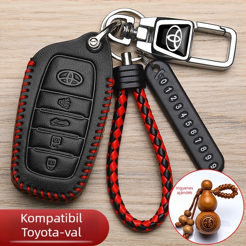 Amuda Toyota kulcstartó tok, marhabőr, egyszerű stílus, testre szabható