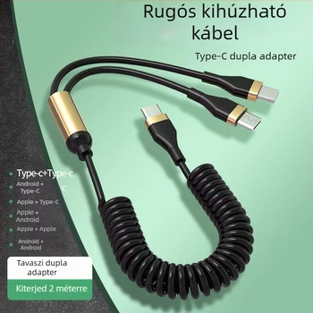 WAITU 3-in-1 autóadatkábel Lightning, Micro USB és Type-C, teleszkópos kialakítás, dupla kimenet, TPE-anyag