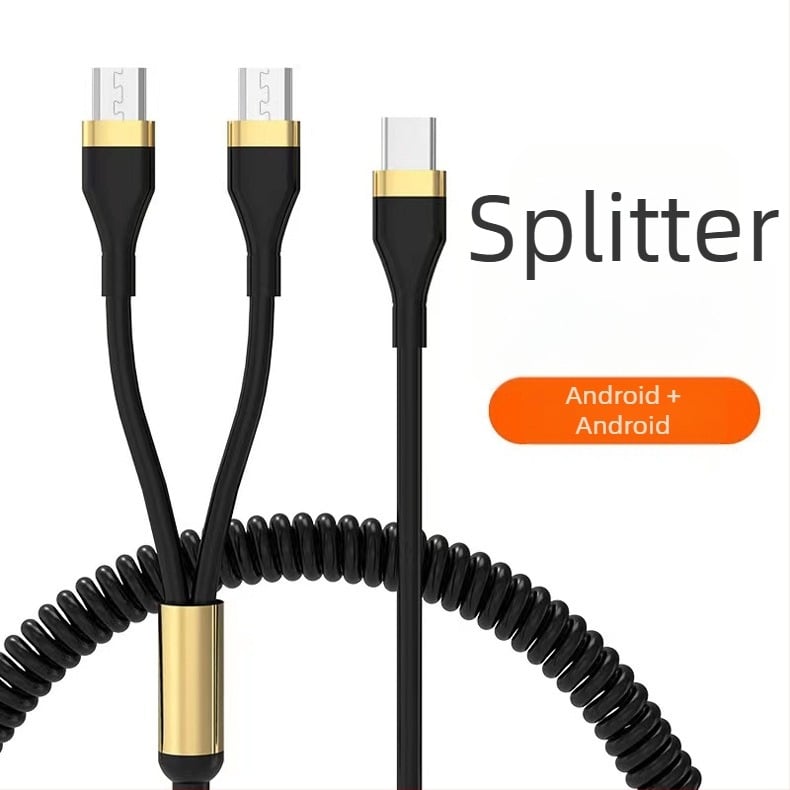 WAITU 3-in-1 autóadatkábel Lightning, Micro USB és Type-C, teleszkópos kialakítás, dupla kimenet, TPE-anyag