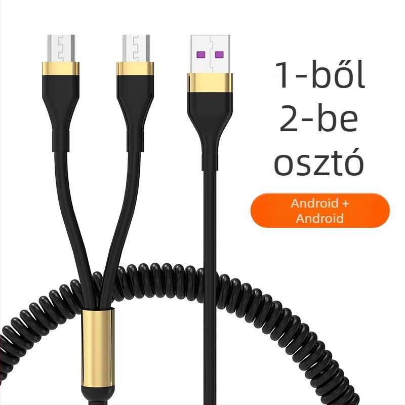WAITU 3-in-1 autóadatkábel Lightning, Micro USB és Type-C, teleszkópos kialakítás, dupla kimenet, TPE-anyag