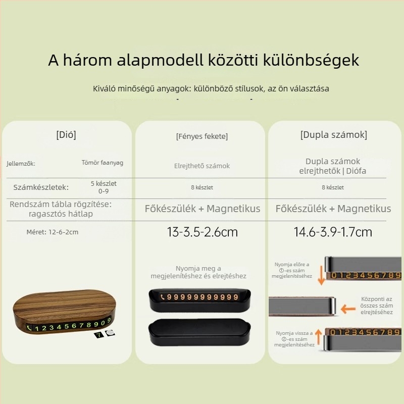 Fa autó ideiglenes parkolási szám-tábla, rejtett típus, logónyomtatás nélkül, testreszabhatatlan