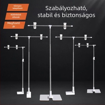 Rozsdamentes acél asztali posztertartó teleszkópos, L alakú KT tábla klipekkel szupermarketekhez