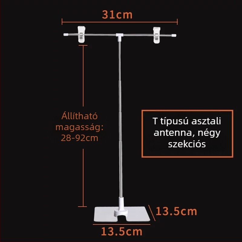Rozsdamentes acél asztali posztertartó teleszkópos, L alakú KT tábla klipekkel szupermarketekhez