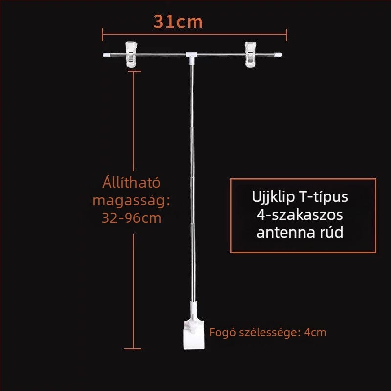 Rozsdamentes acél asztali posztertartó teleszkópos, L alakú KT tábla klipekkel szupermarketekhez