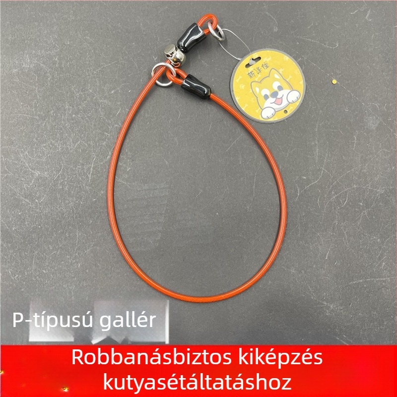Egyszínű acélsodronyos kutyanyakörv lánccal, minden méretű kutyáknak