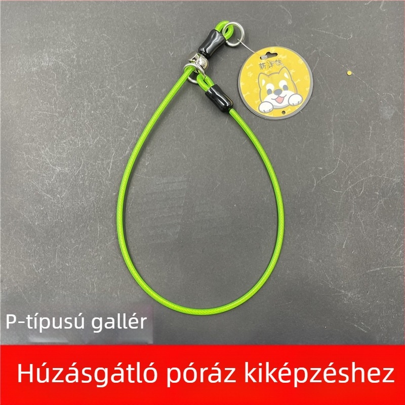 Egyszínű acélsodronyos kutyanyakörv lánccal, minden méretű kutyáknak