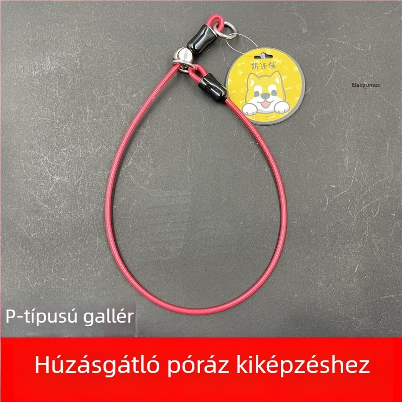 Egyszínű acélsodronyos kutyanyakörv lánccal, minden méretű kutyáknak