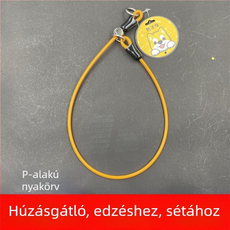 Egyszínű acélsodronyos kutyanyakörv lánccal, minden méretű kutyáknak