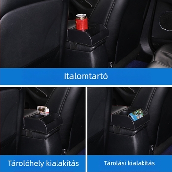 Univerzális autó középkonzol fedél emelt magasságú párnával és tárolórekesszel