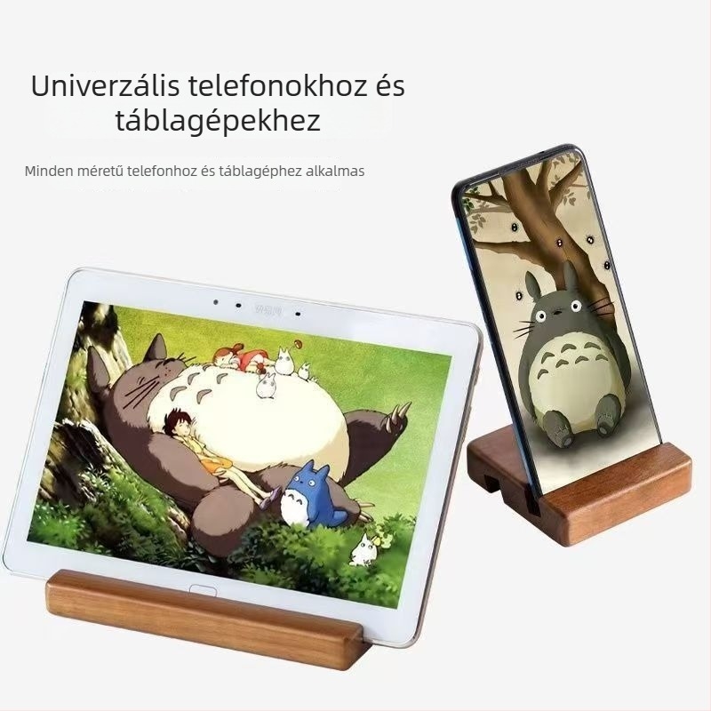 Bükkfából készült asztali telefontartó és tabletatartó
