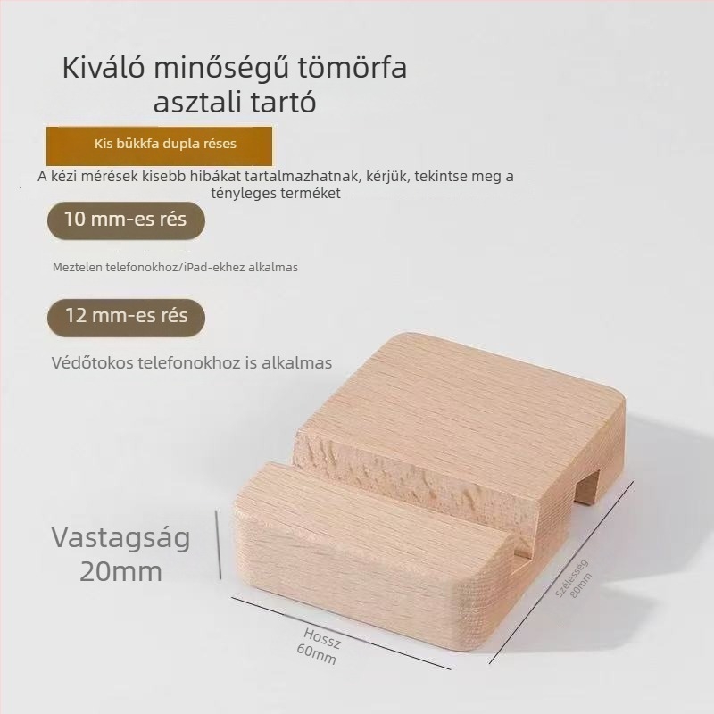 Bükkfából készült asztali telefontartó és tabletatartó