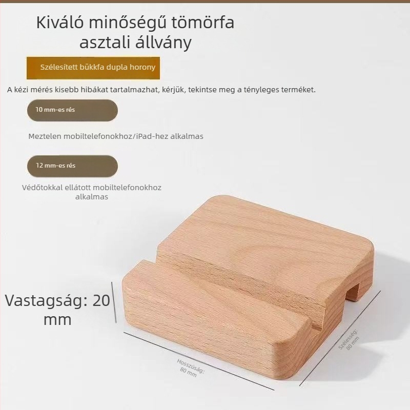 Bükkfából készült asztali telefontartó és tabletatartó